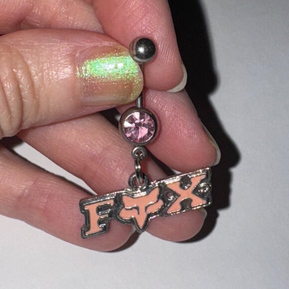 Pink Fox Dangle Belly Ring - Picture 5 of 12